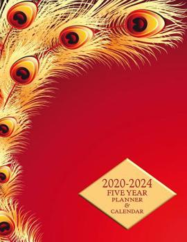 Paperback 2020-2024 Five Year Planner And Calendar: Long-Term 60 Month Agenda Organizer Red Peacock Feathers Book