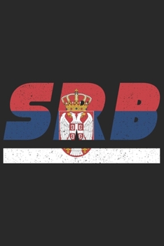 SRB: Serbia notebook with lined 120 pages in white. College ruled memo book with the serbian flag