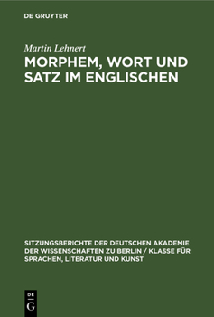 Hardcover Morphem, Wort Und Satz Im Englischen [German] Book