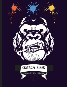 Paperback Sketch Book: Black Gorilla Themed Personalized Animals Sketch Book 110 Large Pages for Creative Drawing and Sketching Book