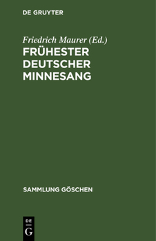 Hardcover Frühester deutscher Minnesang [German] Book