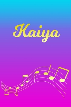Paperback Kaiya: Sheet Music Note Manuscript Notebook Paper - Pink Blue Gold Personalized Letter K Initial Custom First Name Cover - Mu Book