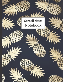 Paperback Cornell Notes Notebook: Cornell Ruled Paper - Note Taking System for School College University: 8.5" x 11" 108 Pages, Pretty Navy Pineapple Book