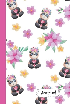 Journal: Cute Panda Tropical Flowers Diary with Blank Lined Notebook Paper