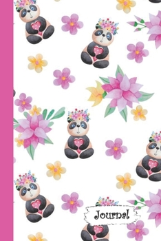 Paperback Journal: Cute Panda Tropical Flowers Diary with Blank Lined Notebook Paper Book