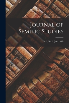 Paperback Journal of Semitic Studies; v. 1, no. 1 (jan. 1956) Book