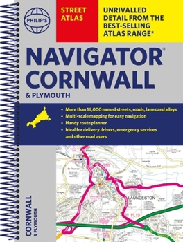 Spiral-bound Philip's Street Atlas Navigator Cornwall & Plymouth Book