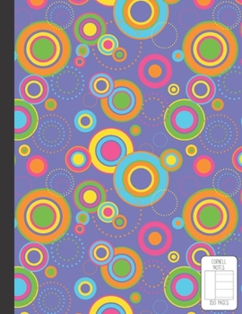 Cornell Notes: 150 Pages Single Subject Notebook | Large 8.5 x 11 Cornell Notes Ruled | Purple Retro Circle Cover