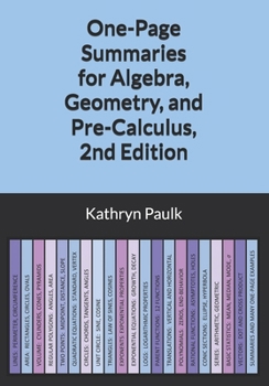Paperback One-Page Summaries for Algebra, Geometry, and Pre-Calculus, 2nd Edition Book