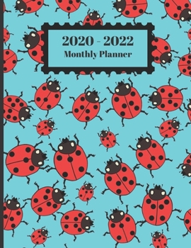 Paperback 2020-2022 Monthly Planner: Ladybugs Cute Aqua Design Cover 2 Year Planner Appointment Calendar Organizer And Journal Notebook Large Size 8.5 X 11 Book