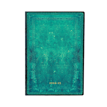 Calendar Paperblanks 2024-2025 Weekly Planner Pacific Blue Bold Old Leather Collection 18-Month MIDI Horizontal Elastic Band 208 Pg 80 GSM Book