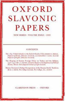 Hardcover Oxford Slavonic Papers, New Series Book