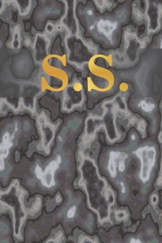 S.S.: 6" x 9" Executive Style Notebook with 100 Blank CREAM COLORED Lined Interior Pages. Gold Monogrammed Two Initials on Black Marble Matte Printed Cover.