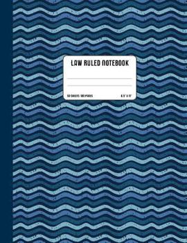 Paperback Law Ruled Notebook: Blue Waves Pattern College Ruled Composition Book with Wide Margin (3" from the left edge of the paper) Soft Cover 8.5 Book