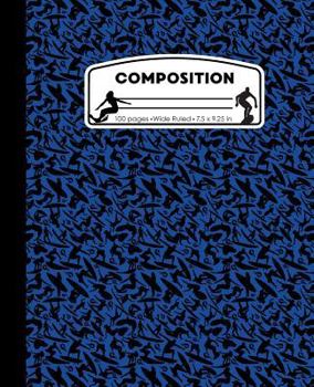 Composition: Surfing Surfer Blue and Black Marble Composition Notebook for Boys or Girls. Surf Board Wide Ruled Book 7.5 x 9.25 in,