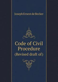 Paperback Code of Civil Procedure (Revised draft of) Book