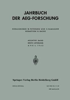 Paperback Jahrbuch Der Aeg-Forschung: Neunter Band [German] Book