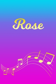 Paperback Rose: Sheet Music Note Manuscript Notebook Paper - Pink Blue Gold Personalized Letter R Initial Custom First Name Cover - Mu Book