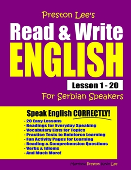 Paperback Preston Lee's Read & Write English Lesson 1 - 20 For Serbian Speakers Book