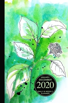 Paperback January - December 2020 Daily & Weekly Planner: Mini Calendar; Bonus Word Search Puzzles; Green Watercolor Weed Art Book