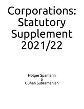 Paperback Corporations: Statutory Supplement: 2021/22 Book