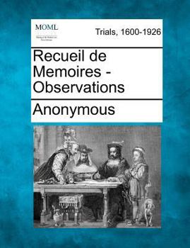 Paperback Recueil de Memoires - Observations Book