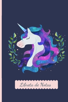 Libreta de Notas: Cuaderno Punteado A5 (6X9 in) para tomar notas, diario, apuntes, caligrafia, lettering, dot grid bullet journal I Tema Unicornio Glaxy Azul marino 120 pag (Spanish Edition)