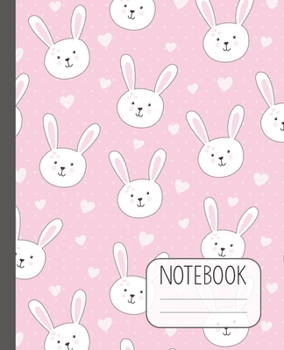 Paperback Notebook: Lined Notebook for Girls with Cute Pink Bunny Design Book