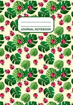 Journal Notebook: Journal, Notebook, Or Diary  | Lady Bugs Leaves Pattern Cover Design | 120 Blank Lined Pages | 7" X 10" | Matte Finished Soft Cover