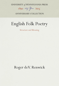 Hardcover English Folk Poetry: Structure and Meaning Book