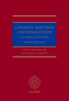 Hardcover Company Meetings and Resolutions: Law, Practice, and Procedure Book