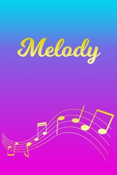 Melody: Sheet Music Note Manuscript Notebook Paper | Pink Blue Gold  Personalized Letter M Initial Custom First Name Cover | Musician Composer ... Notepad Notation Guide | Compose Write Songs