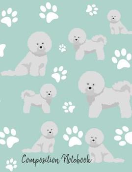 Paperback Composition Notebook: Bichon Frise Paw Prints Cute School Notebook 100 Pages Wide Ruled Paper Book