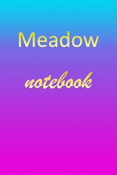 Meadow: Blank Notebook | Wide Ruled Lined Paper Notepad | Writing Pad Practice Journal | Custom Personalized First Name Initial M Blue Purple Gold  | ... Homeschool & University Organizer Daybook