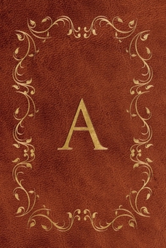 A: Faux leather effect / look gold monogram. Personalized letter ruled journal notebook. Elegant traditional design suitable for all: men, women, ... pages in 6 x 9 matte finish, handy size.