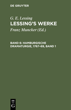 Hardcover Hamburgische Dramaturgie, 1767-69, Band 1 [German] Book