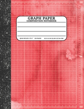 Graph Paper Composition Notebook: Math and Science Lover Graph Paper Cover Watercolor Red (Quad Ruled 5 squares per inch, 120 pages) Birthday Gifts For Math Lover Teacher,Student Notebook