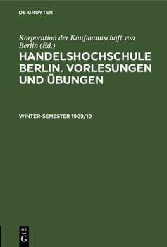 Hardcover Winter-Semester 1909/10 [German] Book