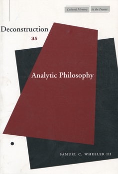 Paperback Deconstruction as Analytic Philosophy Book