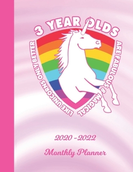 Monthly Planner: 3 Year Old 3rd B-Day Pink 2 Year Organizer with Note Pages (24 Months) | Jan 2020 - Dec 2021 | Month Planning | I'm Three Appointment ... | Plan Each Day, Set Goals & Get Stuff Done