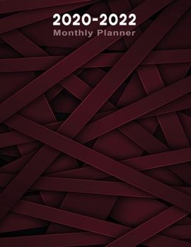 2020-2022 Monthly Planner: Organizer, Diary and Office Planner for 36 Months | Include Notes Paper & Calendar at a Glance – Red Abstract Lines