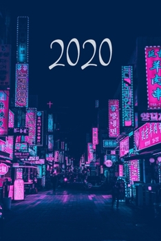2020: Calendar, DIN-A5 paperback format, weekly planner with space for notes, holidays, year-round overview. White paper with cool, modern font, ... Blue Pink Asian Night Bright German Version