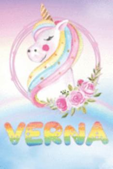 Paperback Verna: Verna's Unicorn Personal Custom Named Diary Planner Perpetual Calander Notebook Journal 6x9 Personalized Customized Gi Book