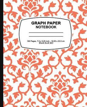 Paperback graph paper composition book: Soft Red Damsk Design,Graph Paper Notebook and Conversion Chart, 7.5 x 9.25, 160 Pages For for School / Teacher / Office / Student Composition Book