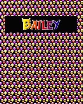 120 Page Handwriting Practice Book with Colorful Alien Cover Bailey: Primary Grades Handwriting Book