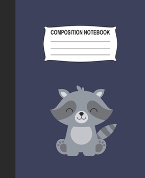 Paperback Composition Notebook: Blue Wide Ruled Notebook With A Cute Baby Raccoon Book