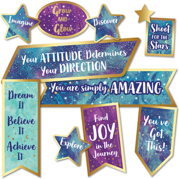 Wall Chart Carson Dellosa Galaxy 18 pc Bundle Motivational Bulletin Board Set, Space Decorations with Positive Affirmations for Science Fair Display and Classroom Decor Book