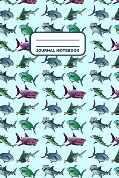 Paperback Journal Notebook: Notebook, Journal, Or Diary - Sharks Pattern Cover Design - 110 Blank Lined Pages - 6" X 9" - Matte Finished Soft Cove Book