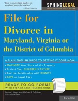 Paperback File for Divorce in Maryland, Virginia, or the District of Columbia Book