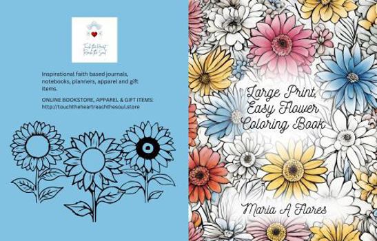 Paperback Large Print, Easy Flower Coloring Book: for Children and Adults Book